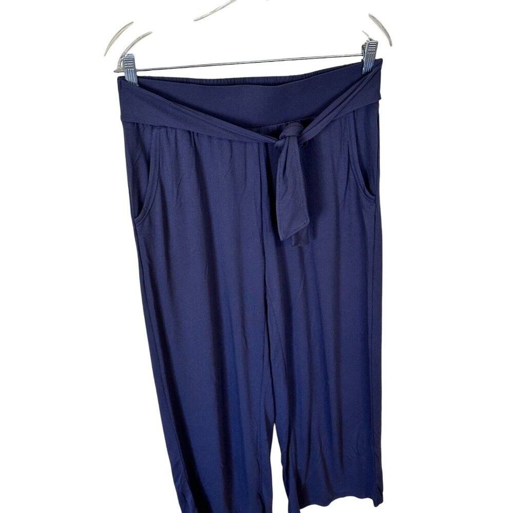 Gaiam Uptown Lounge Tie Gray Pant Size Medium Stretch Jersey Wide Leg Loungewear